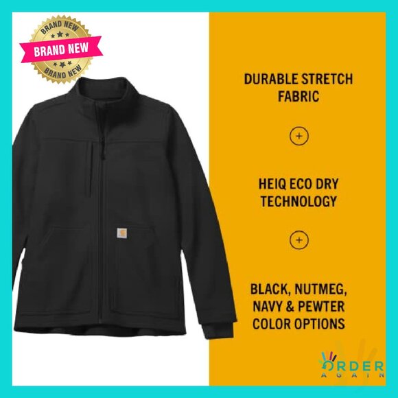 Modern Fit Fleece Jacket Rugged Flex Stretch Water Repellent Workwear - Picture 6 of 8